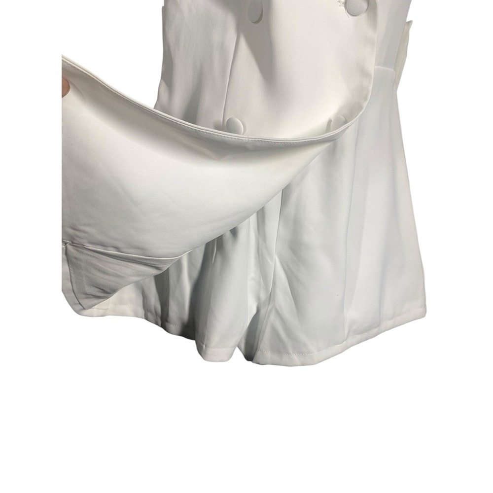 Lulus Upscale Individual White Collared Backless Bow Romper Women's Size XS - Picture 3 of 11